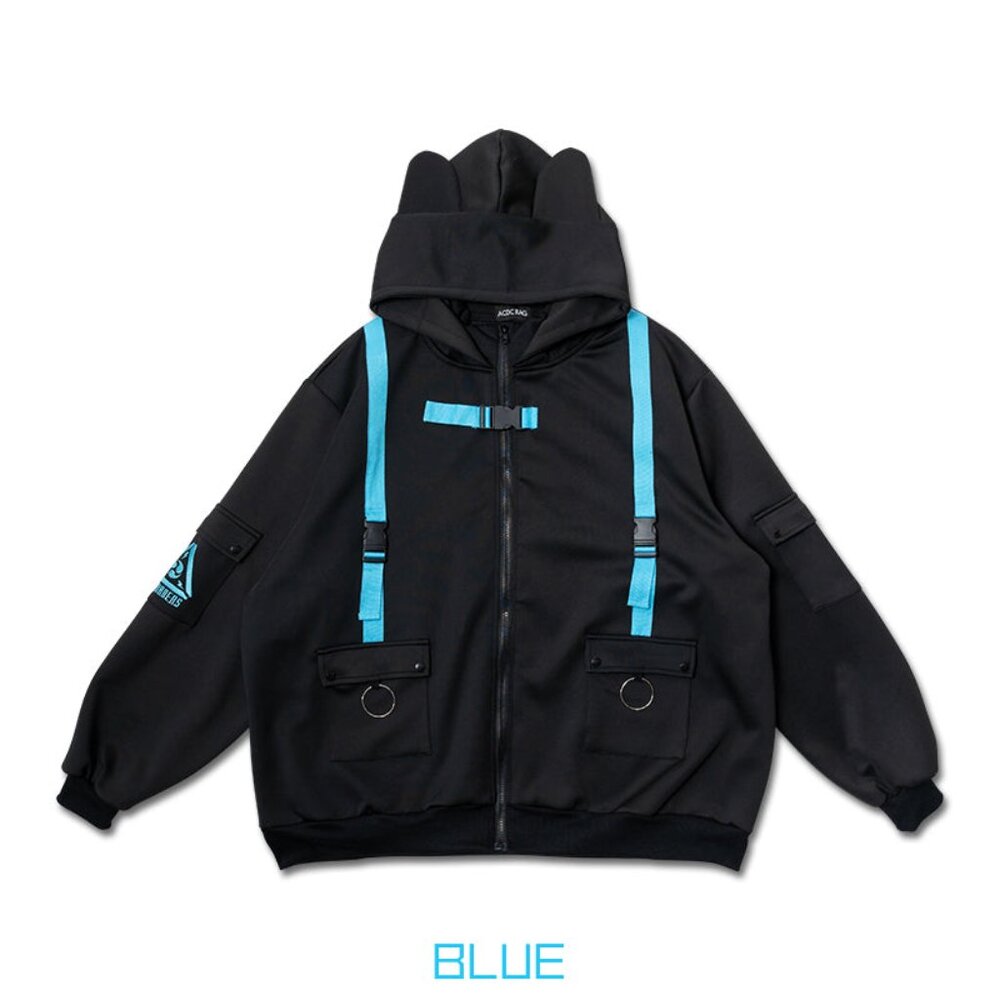ACDC RAG - Uzurai Cyberpunk Tech Oversized Black Blue Jacket